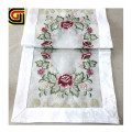 White Embroidery rose organza table cloth table runner